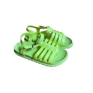 Sole Mate Yellow Jelly Sandals Neon Cage Buckle Strap Summer Shoes Size 8